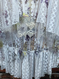 DESERT YELLOW ROSES LACE  DUSTER CARDIGAN IN IVORY & MULTI