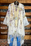 DESERT YELLOW ROSES LACE  DUSTER CARDIGAN IN IVORY & MULTI