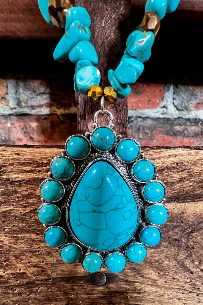 WESTERN GYPSY NECKLACE IN BLUE TURQUOISE