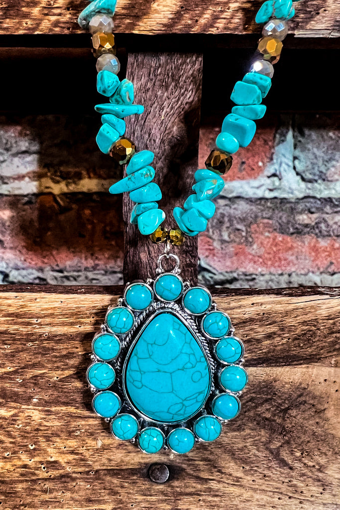 WESTERN GYPSY NECKLACE IN BLUE TURQUOISE