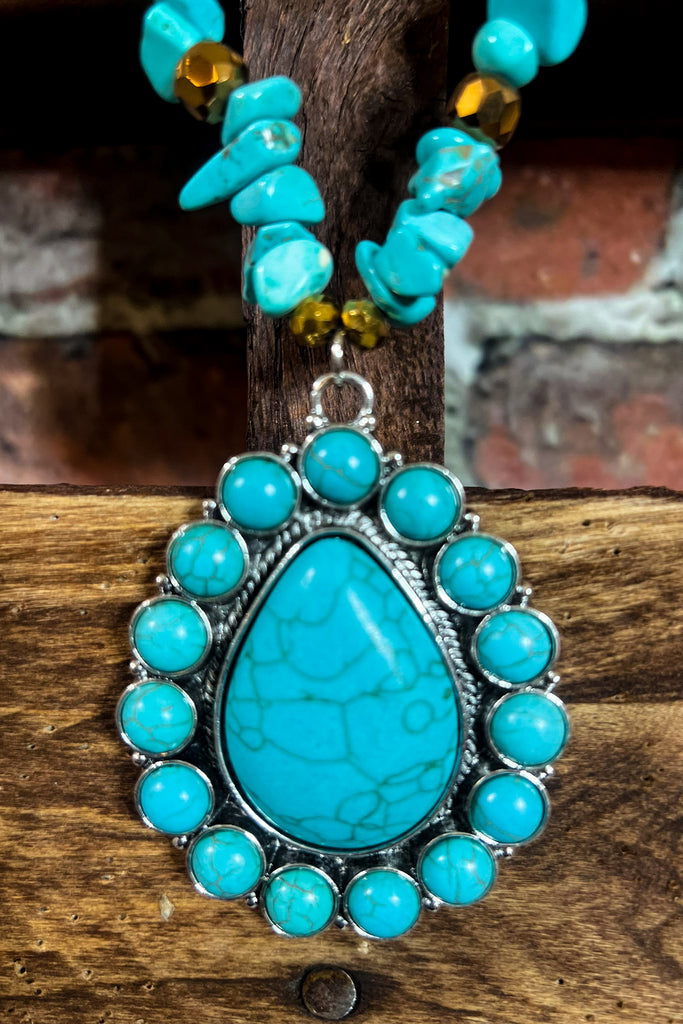 WESTERN GYPSY NECKLACE IN BLUE TURQUOISE