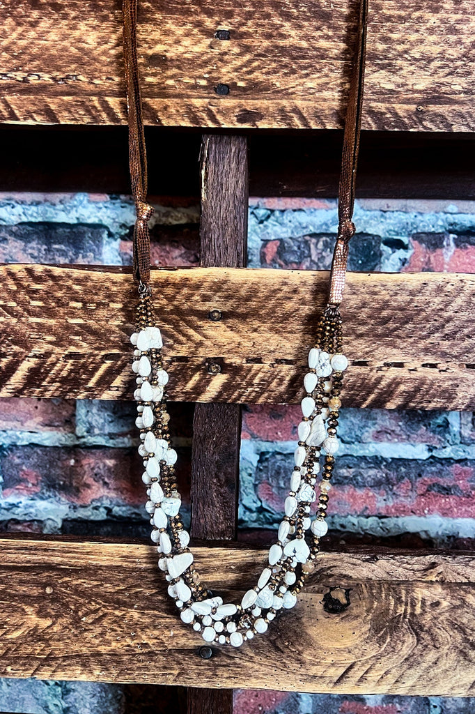 BEAUTY PERSONIFIED IVORY BEADS TURQUOISE LAYERED NECKLACE