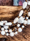 BEAUTY PERSONIFIED IVORY BEADS TURQUOISE LAYERED NECKLACE