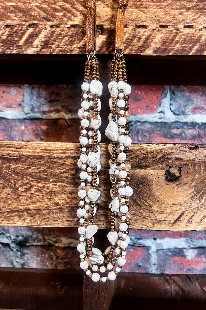 BEAUTY PERSONIFIED IVORY BEADS TURQUOISE LAYERED NECKLACE