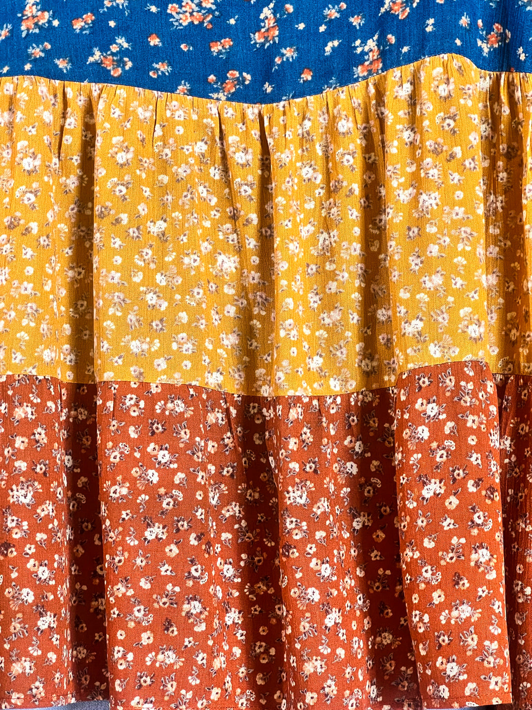 SIMPLY PERFECT CASUAL BABYDOLL TOP IN BLUE & MULTI