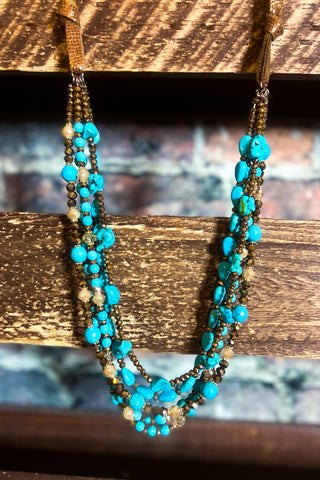 TOUCH THE SKY TURQUOISE IVORY EARRING & NECKLACE SET