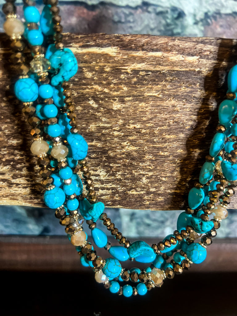 BEAUTY PERSONIFIED BLUE TURQUOISE LAYERED NECKLACE