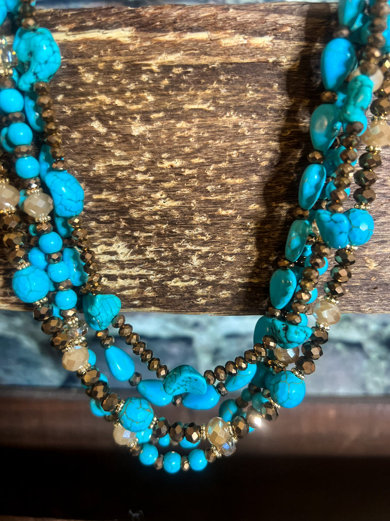 BEAUTY PERSONIFIED BLUE TURQUOISE LAYERED NECKLACE