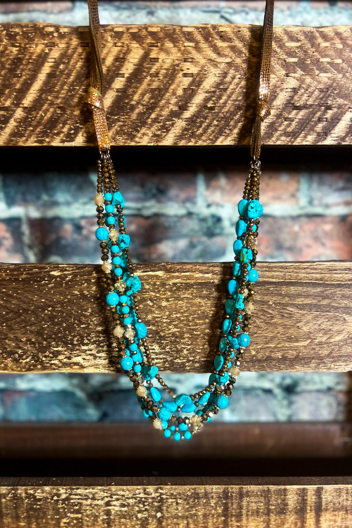 BEAUTY PERSONIFIED BLUE TURQUOISE LAYERED NECKLACE