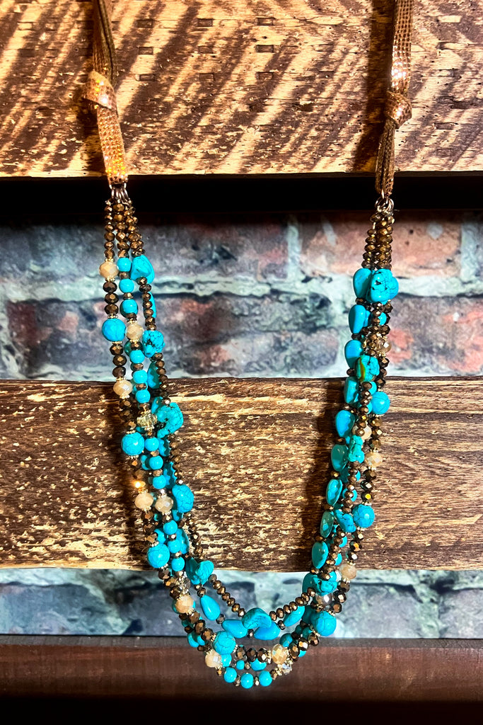 BEAUTY PERSONIFIED BLUE TURQUOISE LAYERED NECKLACE