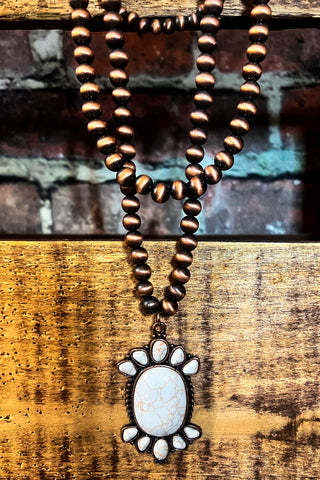 Always On My Heart Natural Stone Beaded Cross Necklace In Ivory