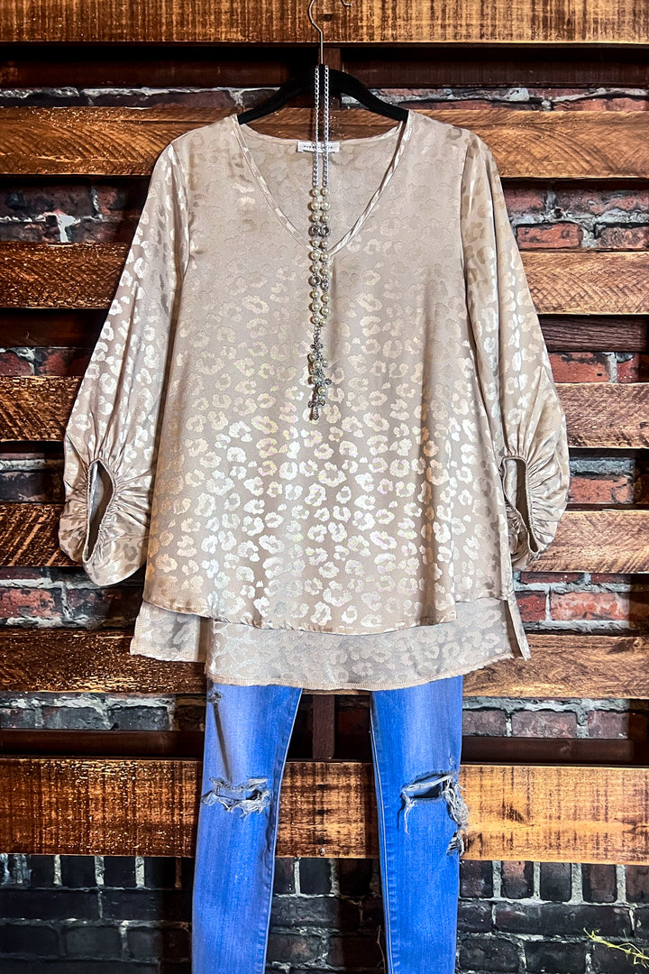 TIMELESS GLAMOUR SATIN BLOUSE IN CHAMPAGNE ------- SALE