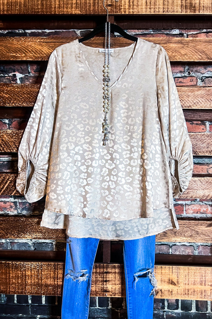 TIMELESS GLAMOUR SATIN BLOUSE IN CHAMPAGNE ------- SALE