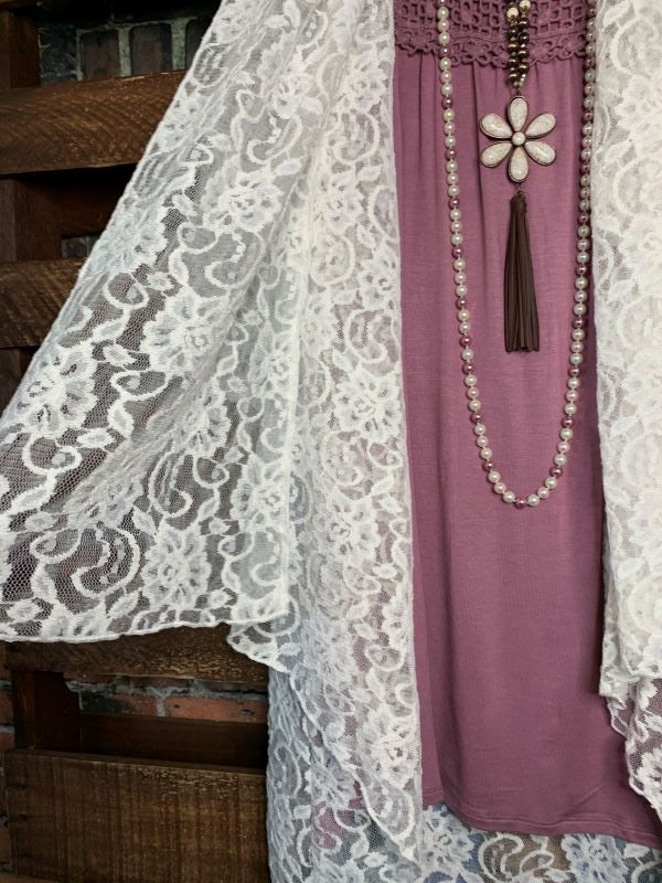 Twice As Pretty Lace Cardigan  Duster in Off White-------sale