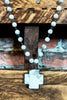 LUCKIEST BLESSED CHARM CROSS WHITE NATURAL STONE