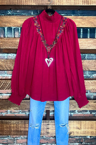 SMALL TO 2X Uptown Sweet Moments Crimson Lace Top--------SALE