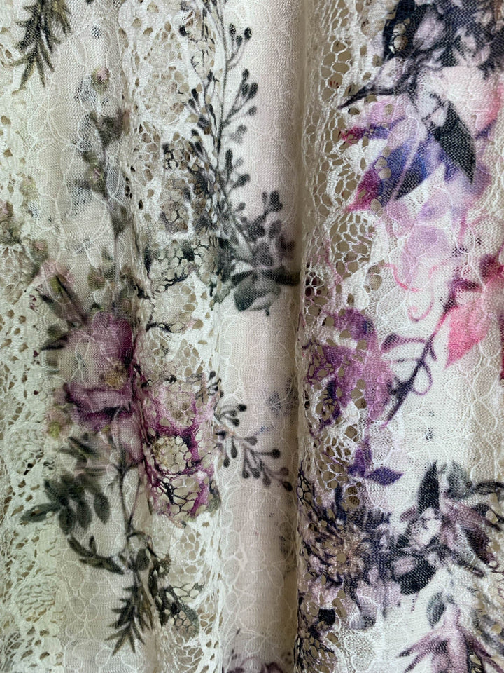 A LITTLE ENCHANTMENT ROSES LAYERED SLIP DRESS TUNIC IN  BEIGE & FLORAL