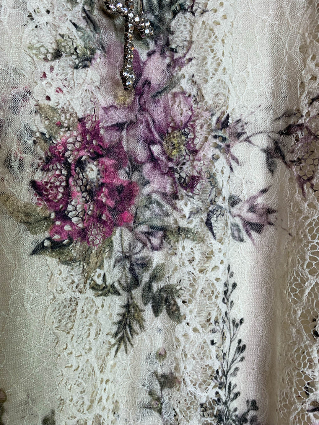 A LITTLE ENCHANTMENT ROSES LAYERED SLIP DRESS TUNIC IN  BEIGE & FLORAL