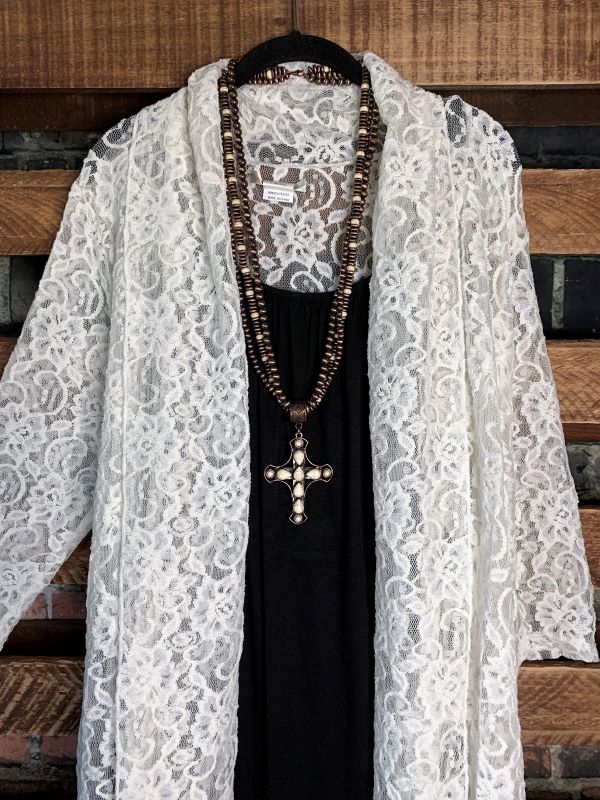 Twice As Pretty Lace Cardigan  Duster in Off White-------sale