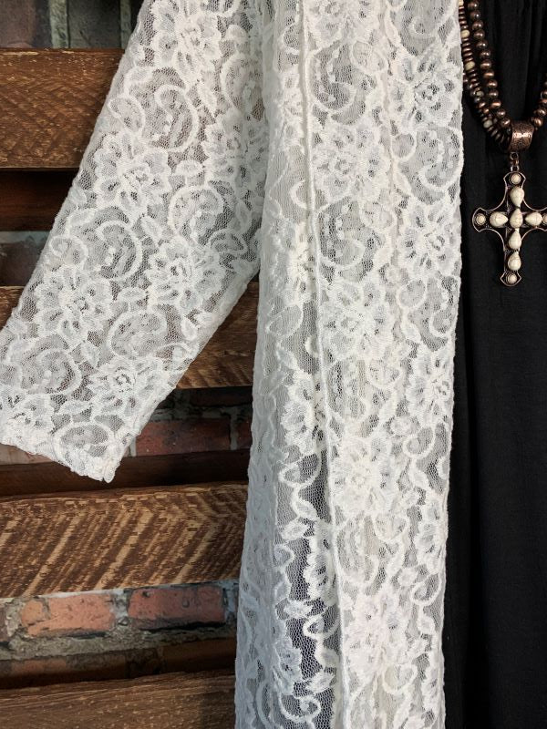 Twice As Pretty Lace Cardigan  Duster in Off White-------sale