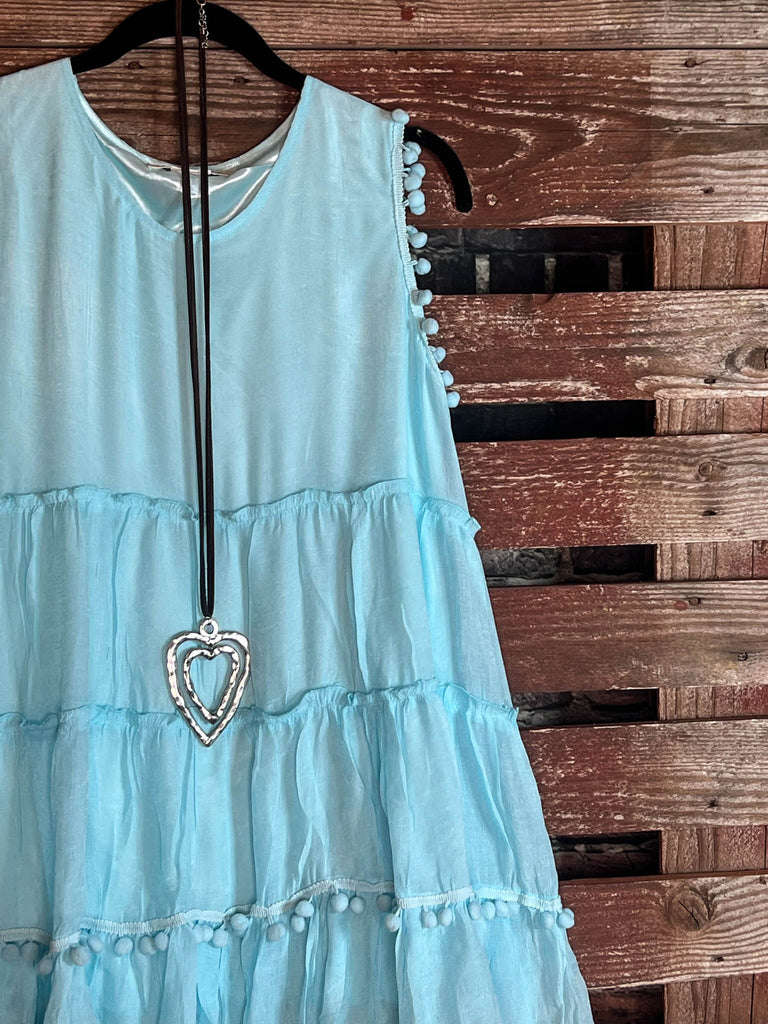 POM POM BABYDOLL IN AQUA-----------SALE