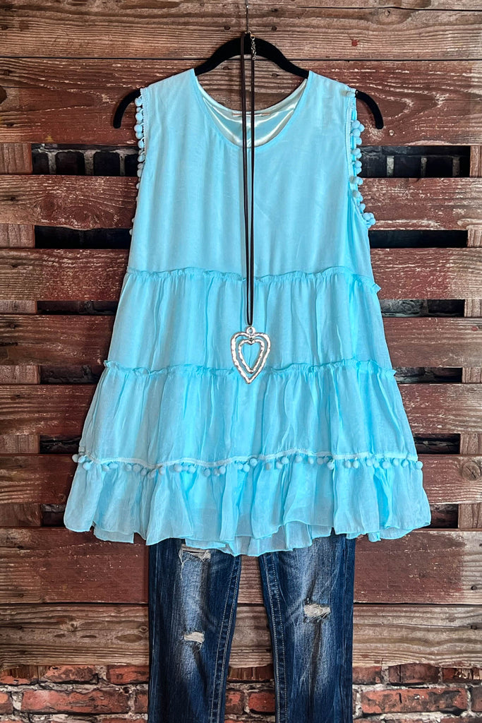 POM POM BABYDOLL IN AQUA-----------SALE