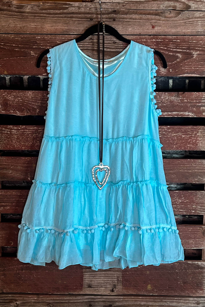 POM POM BABYDOLL IN AQUA-----------SALE