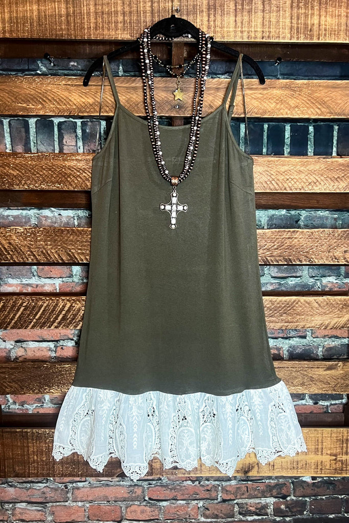 You Are My Forever Love Layering Slip Dress Extender in Olive