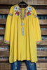 EMBROIDERED DRESS IN MUSTARD----------------sale