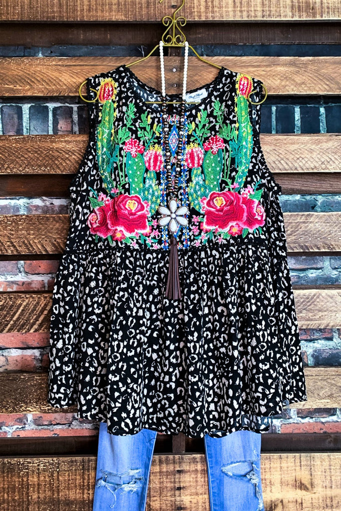 MAKE TIME FOR LOVE EMBROIDERED TOP MULTI-COLOR