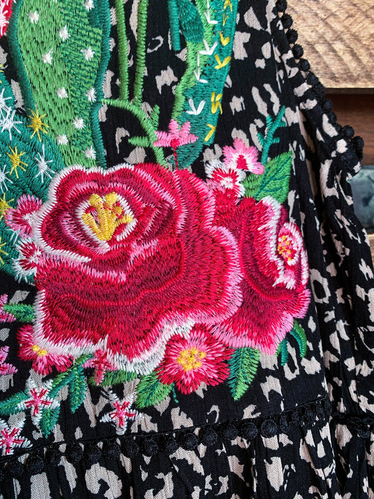 MAKE TIME FOR LOVE EMBROIDERED TOP MULTI-COLOR