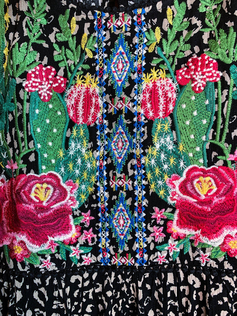MAKE TIME FOR LOVE EMBROIDERED TOP MULTI-COLOR