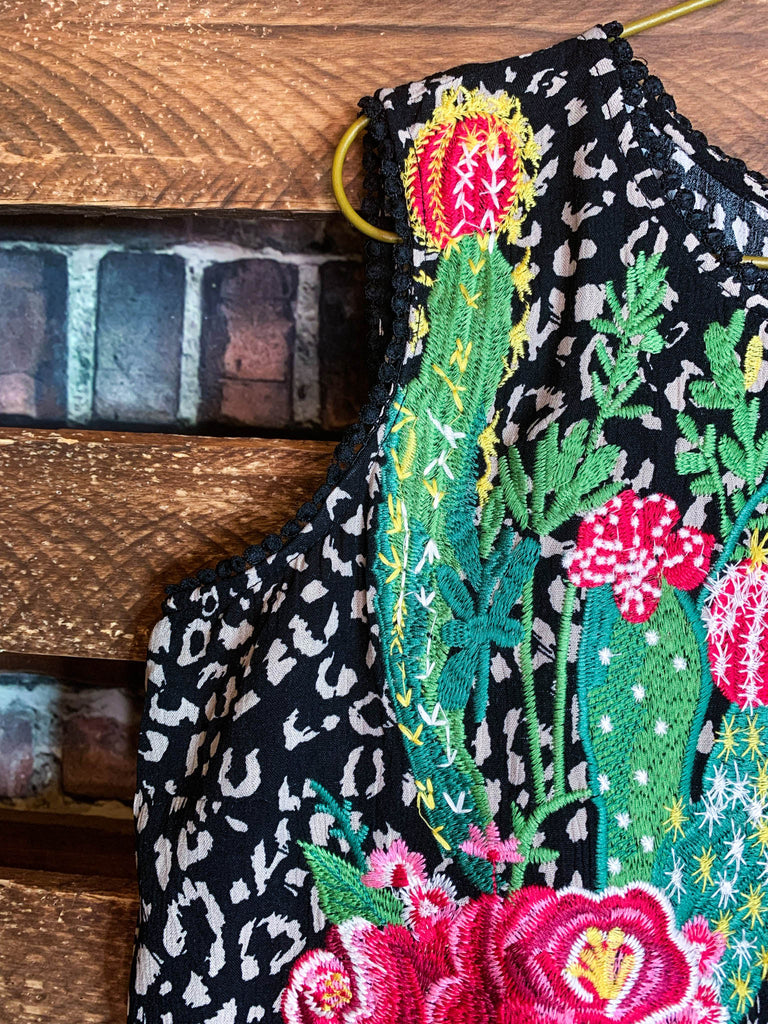MAKE TIME FOR LOVE EMBROIDERED TOP MULTI-COLOR