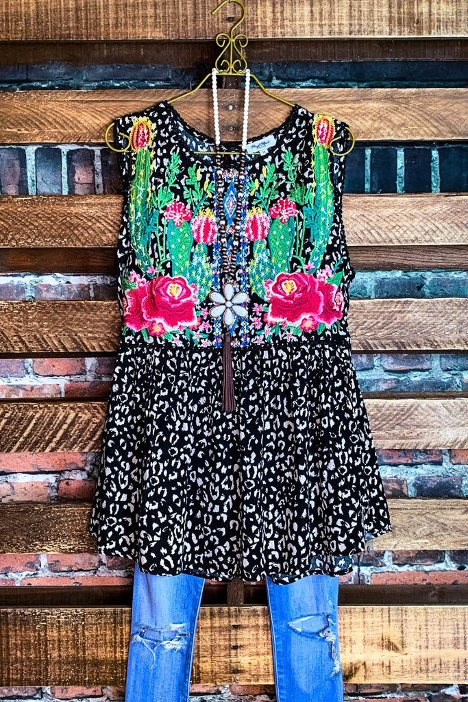MAKE TIME FOR LOVE EMBROIDERED TOP MULTI-COLOR