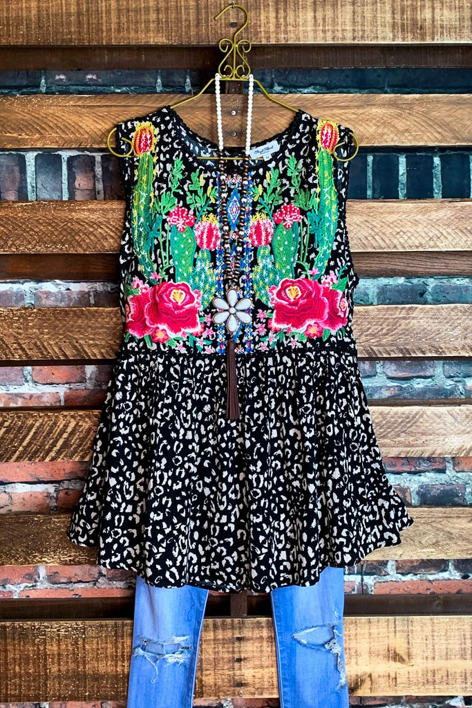 MAKE TIME FOR LOVE EMBROIDERED TOP MULTI-COLOR