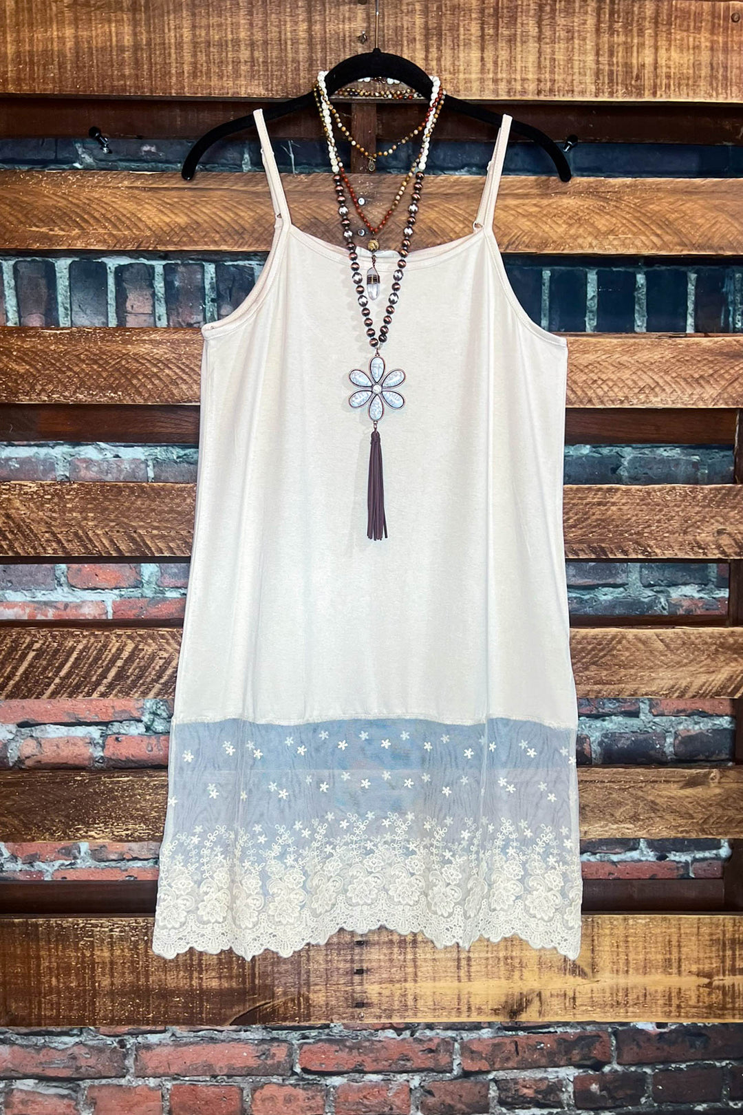Magic In My Heart Lace Slip Dress Extender in Taupe