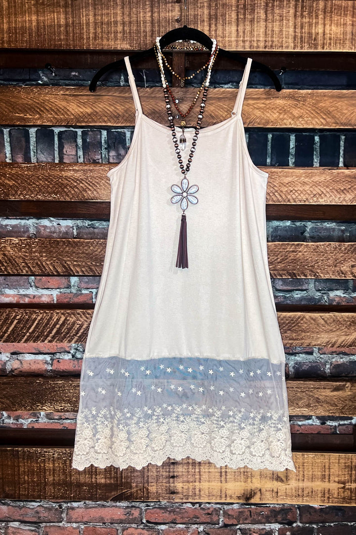 Magic In My Heart Lace Slip Dress Extender in Taupe