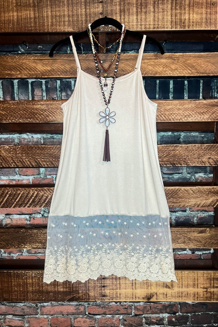 Magic In My Heart Lace Slip Dress Extender in Taupe
