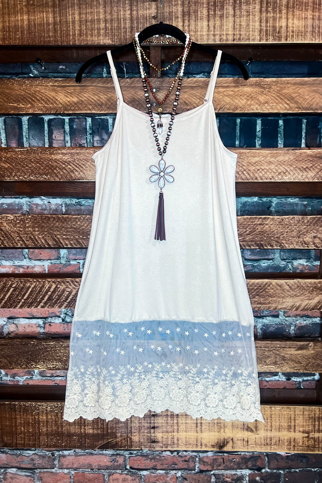 Magic In My Heart Lace Slip Dress Extender in Taupe