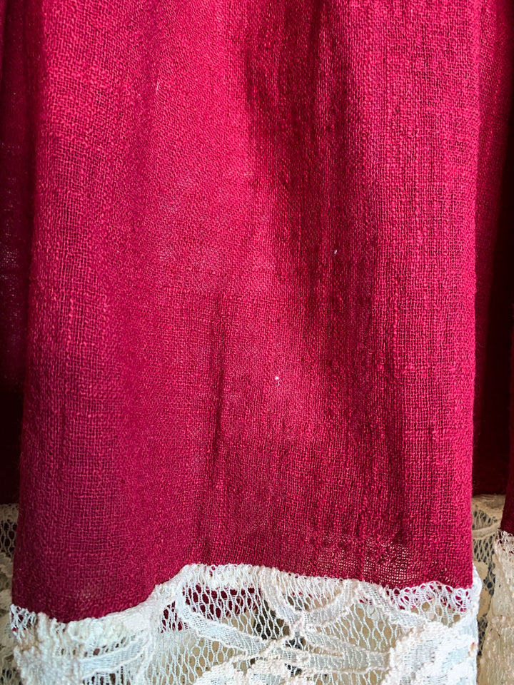 You and Me Could Write a Good Romance Lace Dress in Beige & Crimson-----------SALE