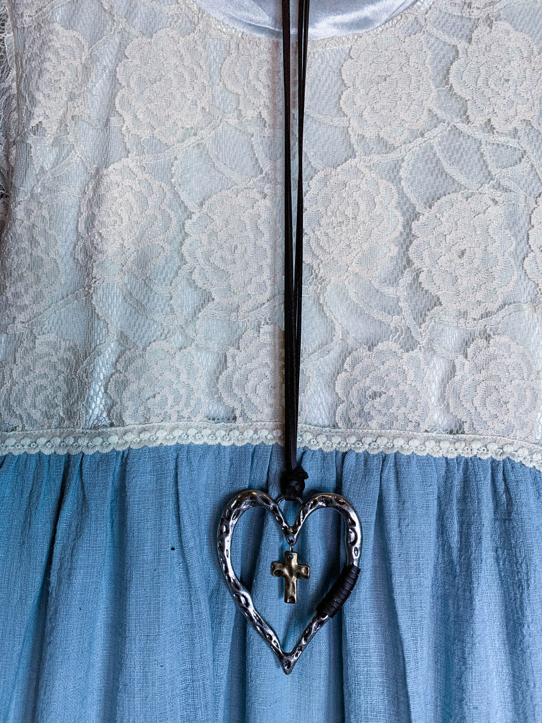 You and Me Could Write a Good Romance Lace Dress in Beige & Light Blue--------SALE