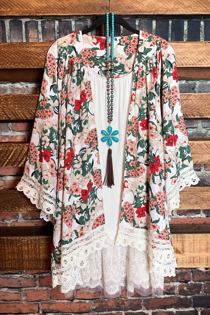 BLISSFUL DAYS FLORAL KIMONO IN MULTI-COLOR--------------sale