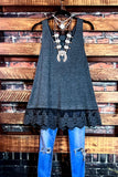 FULL OF GRACE CHARCOAL LACE SLIP DRESS EXTENDER TOP