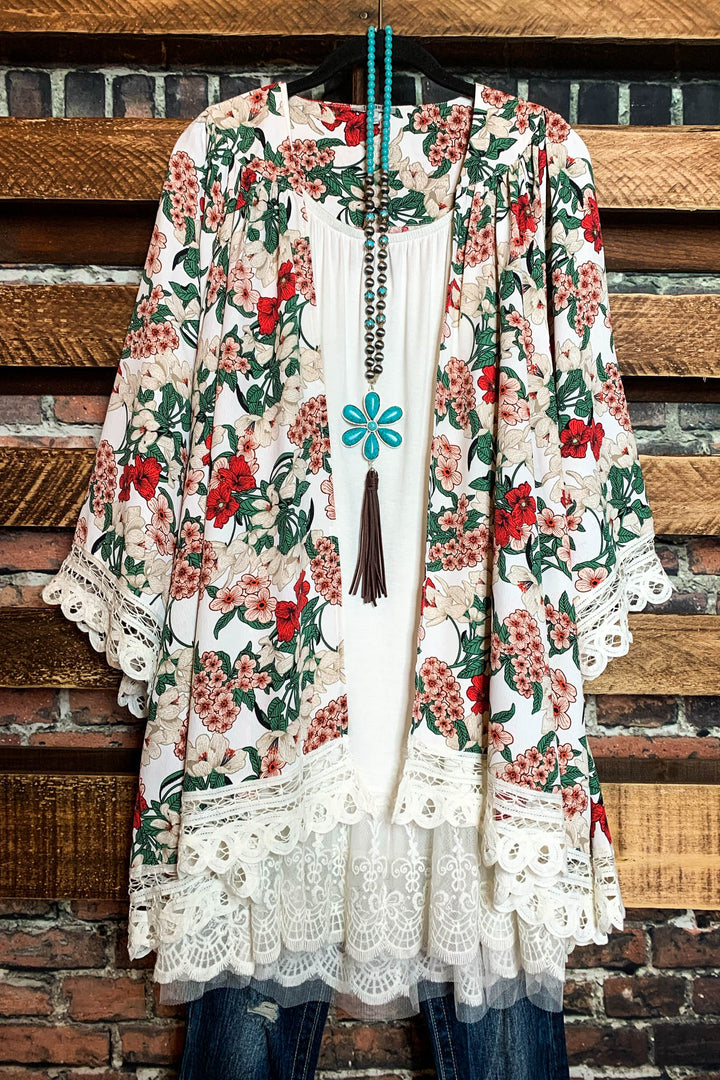 BLISSFUL DAYS FLORAL KIMONO IN MULTI-COLOR--------------sale