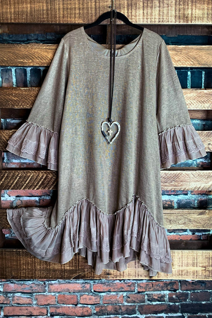 LOVE YOU MORE LACE DRESS VINTAGE INSPIRED IN MOCHA