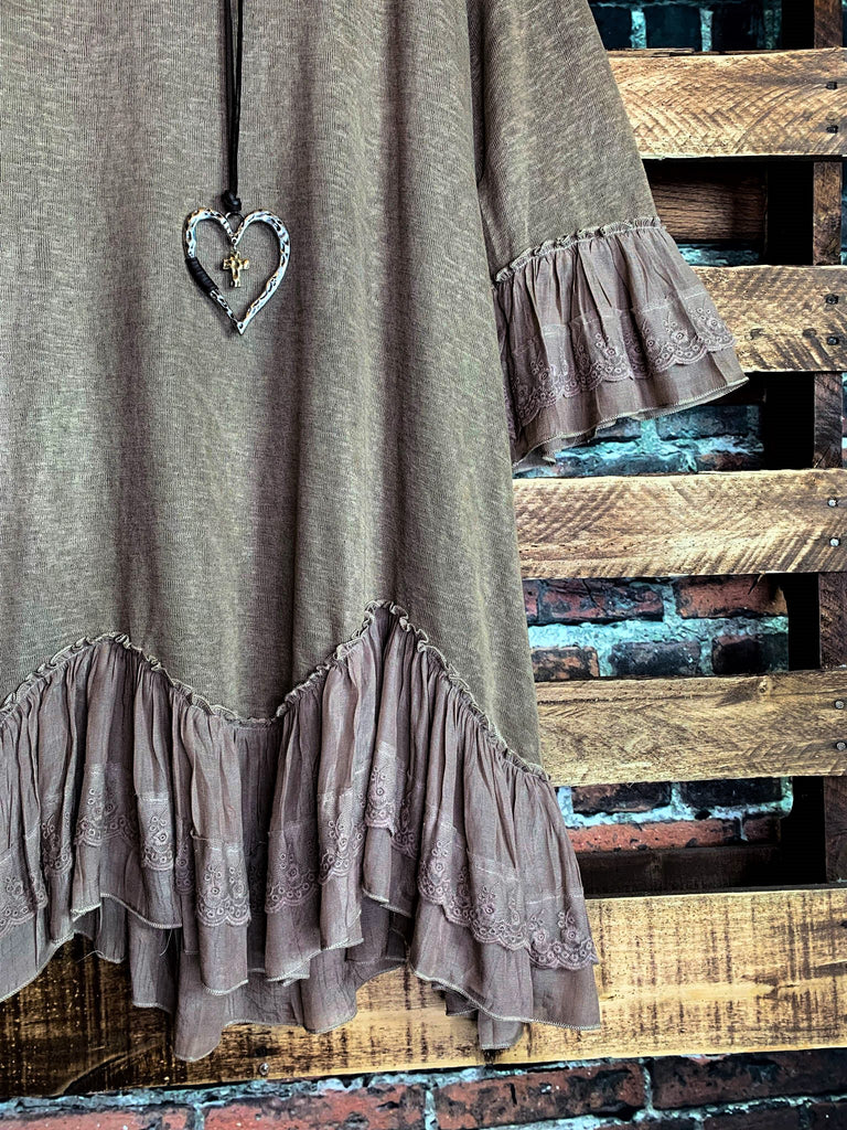 LOVE YOU MORE LACE DRESS VINTAGE INSPIRED IN MOCHA