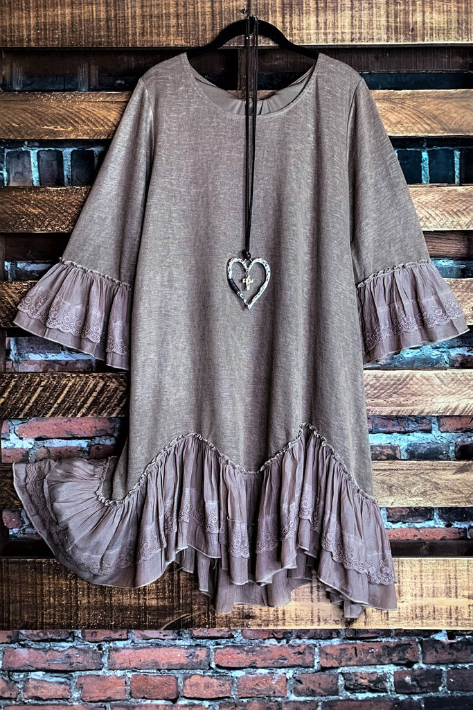 LOVE YOU MORE LACE DRESS VINTAGE INSPIRED IN MOCHA