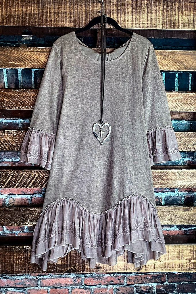 LOVE YOU MORE LACE DRESS VINTAGE INSPIRED IN MOCHA