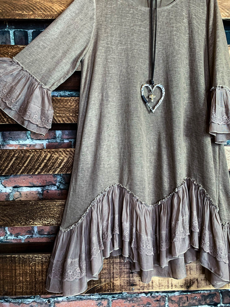 LOVE YOU MORE LACE DRESS VINTAGE INSPIRED IN MOCHA