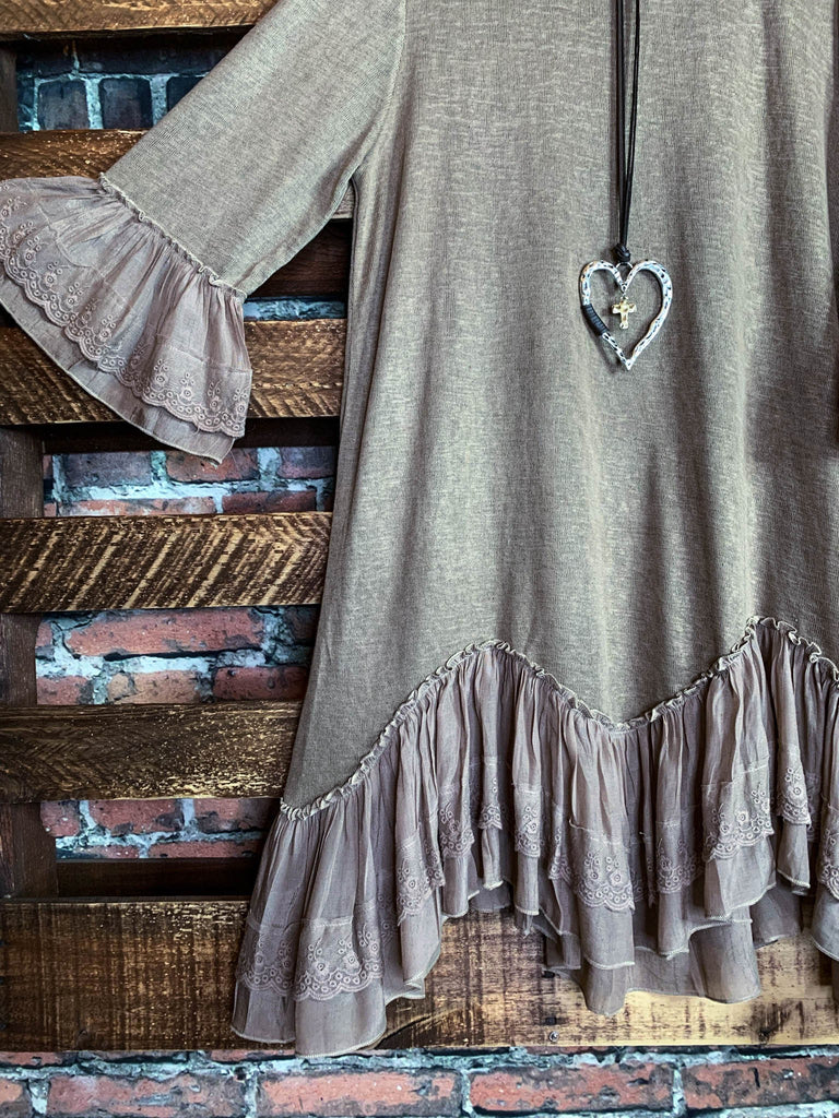 LOVE YOU MORE LACE DRESS VINTAGE INSPIRED IN MOCHA